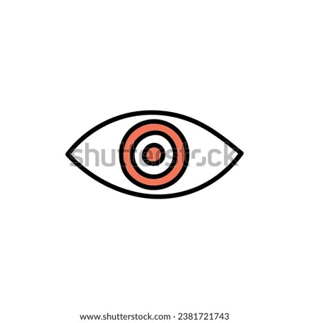 A hand-drawn cartoon eye icon isolated on a white background. Flat design. Vector illustration.