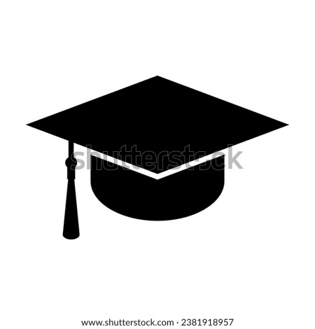 Graduation Cap Glyph Icon - Black Icon With White Background