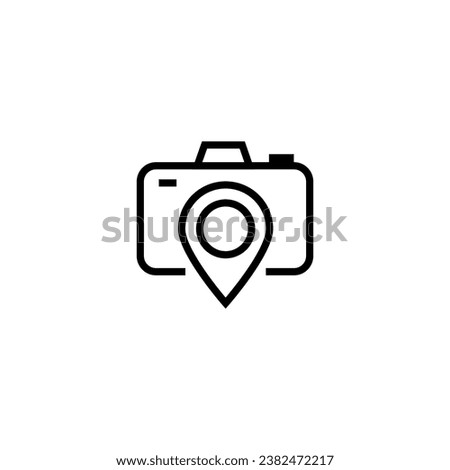 Line camera location icon. Photography symbol logo vector.