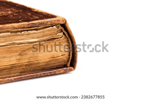 Open old book blank on white background
