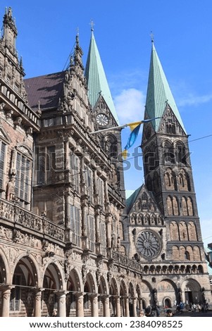 The market square in Bremen with town hall, cathedral and Roland