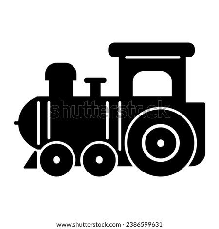 Engine toy solid icon, Kids toys concept, little train sign on white background, Locomotive toy icon in glyph style for mobile concept and web design. Vector graphics