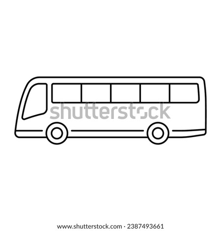 Large passenger bus icon. Black contour linear silhouette. Side view. Editable strokes. Vector simple flat graphic illustration. Isolated object on a white background. Isolate.