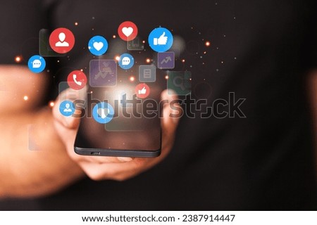 Social media concept, person use smartphone