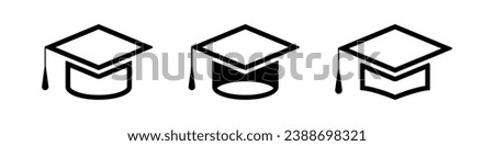 Graduation cap vector icon. Student hat sign. Academic cap illustration. Education symbol, logo. Different icons set.