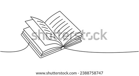 School open book one line continuous drawing. Back to school continuous one line illustration. Vector minimalist linear illustration.