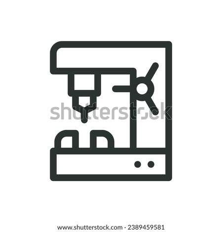 Milling machine isolated icon, industrial drilling machine vector icon with editable stroke