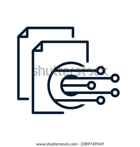 Concept of electronic data processing, documentation. Vector icon isolated on white background.