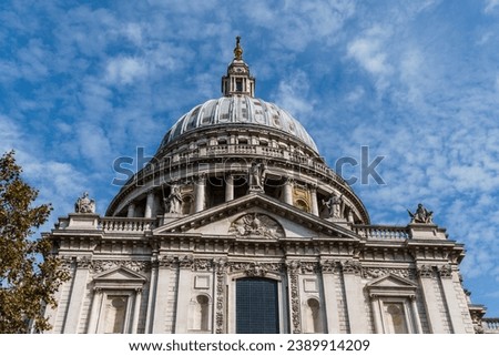 Low angle view of the Dome of St Paul Cathedral in London