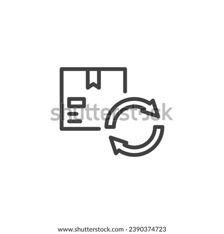 Parcel box and arrows line icon. linear style sign for mobile concept and web design. Product Export outline vector icon. Symbol, logo illustration. Vector graphics
