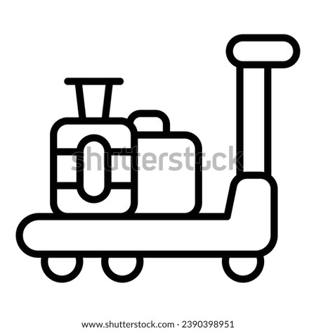 Vacation luggage trolley icon outline vector. Suitcase cart. Bag carry