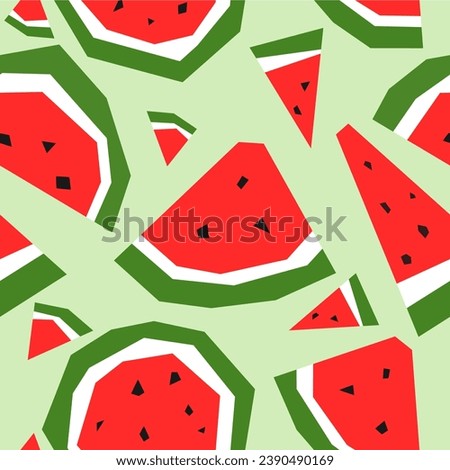 seamless pattern background of various slices of watermelon. flat vector illustration.