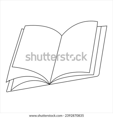 Continuous single line open book art drawing vector style illustration