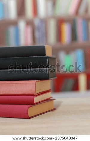 Red and black books on the table