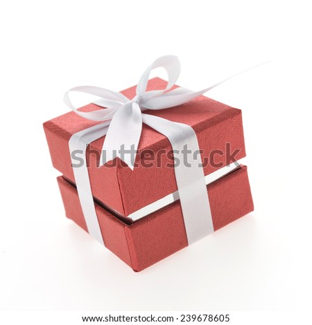 Red christmas gift box isolated on white background