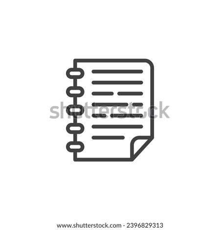 Notebook or notepad line icon. linear style sign for mobile concept and web design. Note pad page outline vector icon. Symbol, logo illustration. Vector graphics