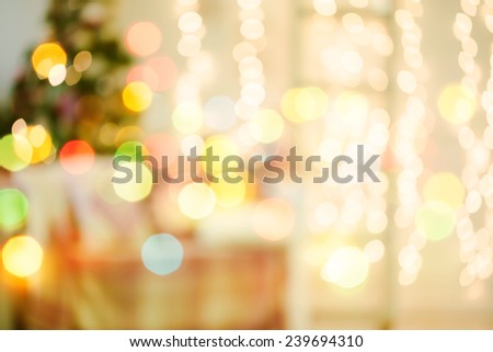 Defocused background Living room with christmas tree