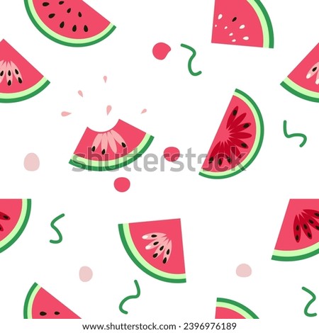 Seamless watermelon slices pattern. Vector background. Flat design