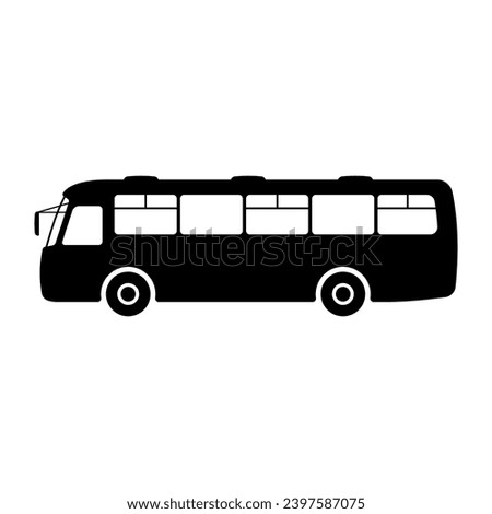 Passenger bus icon. Black silhouette. Side view. Vector simple flat graphic illustration. Isolated object on a white background. Isolate.