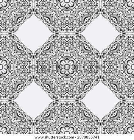 seamless floral pattern. Black and white background with abstract plants silhouette.