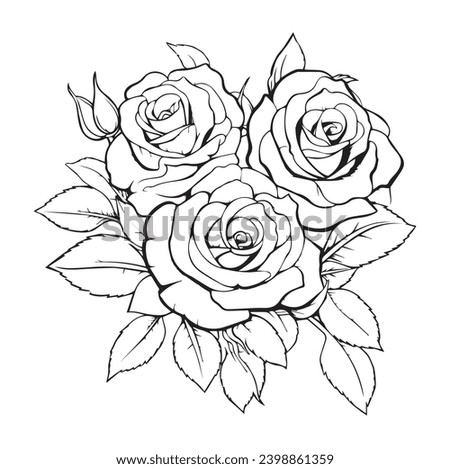 beautiful black and white bouquet rose and leaves. Floral arrangement isolated on background. design greeting card and invitation of the wedding, birthday, Valentine s Day, mother s day, holiday.