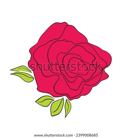 Floral set based on traditional folk art ornaments. Isolated pink and green flowers. Scandinavian style. Sweden nordic style. Vector illustration. Simple minimalistic nature element.