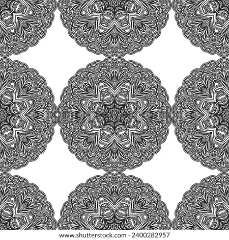 Anti-stress coloring book page for adult with snowflakes. Winter background pattern. Seamless pattern.