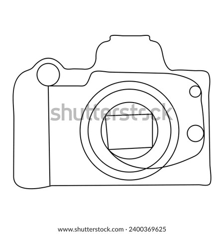 Continuous one line art drawing of camera sketch and outline vector illustration minimalism