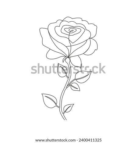continuous one line hand drawing rose flower Art vector illustration
