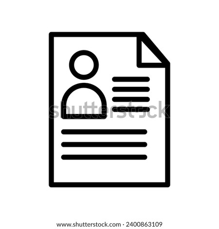 icon business document and outline office symbol. Contract paper line picrogram with employment cv