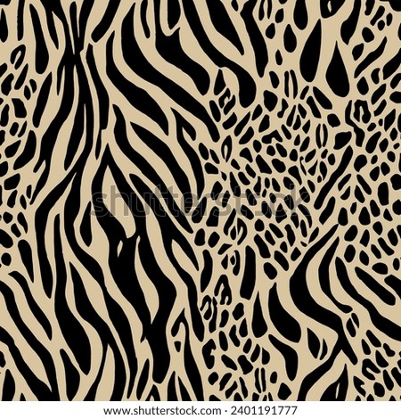 Illustration mixed animal texture, leopard and zebra pattern, textile print, wallpaper.