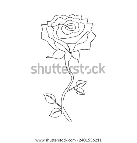 continuous Beautiful rose flower one line hand drawing Art vector illustration