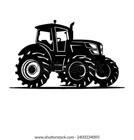 A large tractor symbol in the center. Isolated black symbol