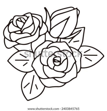 Hand drawn rose icon , Line drawing Vector