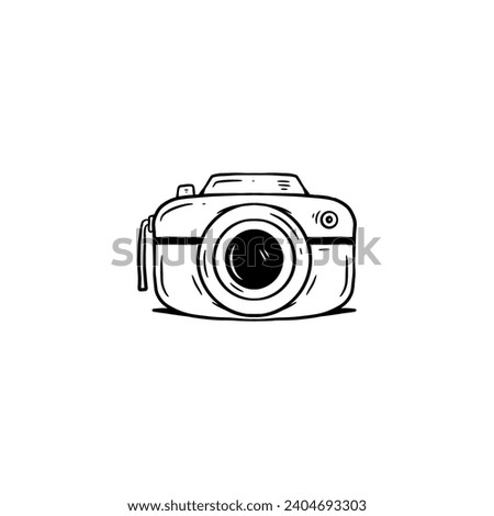 Hand Draw Photo Camera Line Illustration