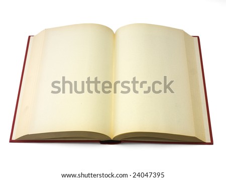 Open book with blank pages isolated on white.