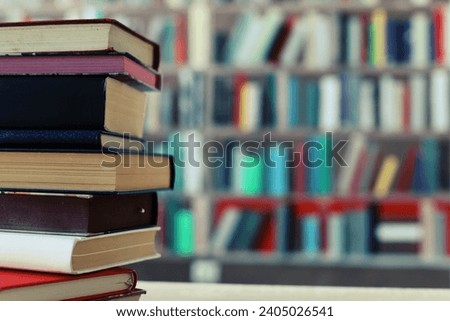 Pile of books on the table