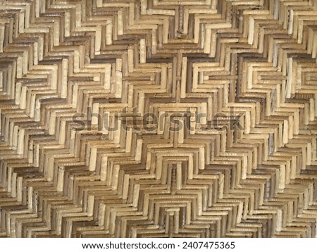 Rattan weave texture with traditional patterns; often used for seating and partitions with frontal viewing angles and natural light