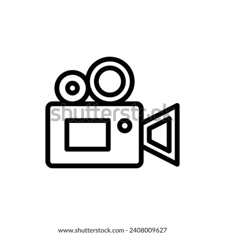 Motion Picture Recorder line icon. Filming Camcorder icon in black and white color.