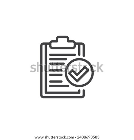 SEO Checklist line icon. linear style sign for mobile concept and web design. Clipboard with check mark outline vector icon. Symbol, logo illustration. Vector graphics