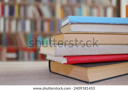 books on table in library