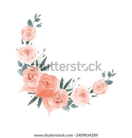 Peach Rose Wreath Flower Frame Background