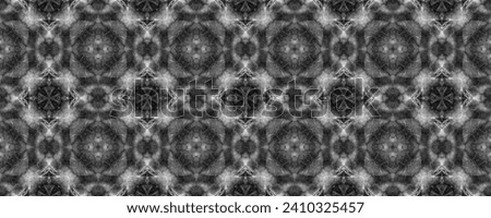 Dark Soft Ornament background. Christmas light art. Grey Black print. Textured background Creative drawing. Strokes and Lines. Symmetric Winter Ink Sepia paint Tiles pattern.