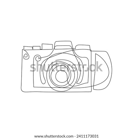 Camera continuous one line drawing  outline vector illustration