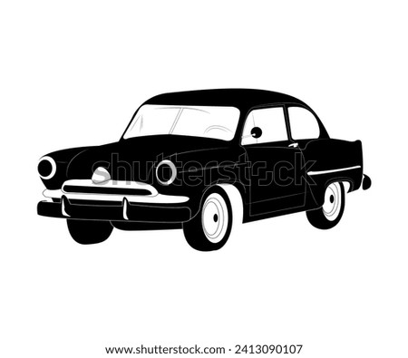 Classic car. Retro car. Design for greeting cards, posters, patches, clothing prints, emblems, tattoos. Retro car on a white background.