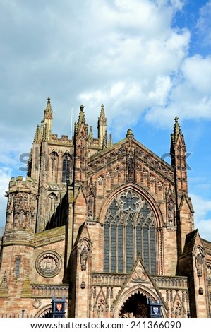 Front view of the Cathedral, Hereford, Herefordshire, England, UK, Western Europe.