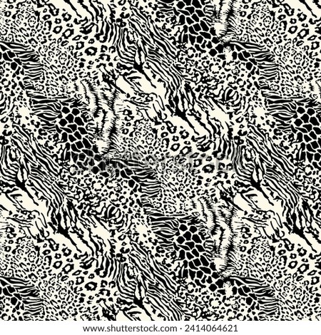 Tiger Skin Pattern Vector Illustration Seamless Design. Animal Striped Skin Fur Pattern Texture Background