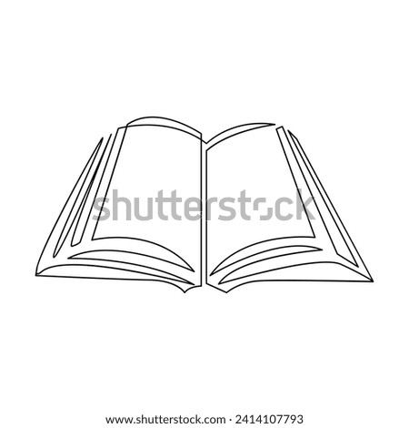 Vector in one continuous line drawing of book concept of education, library logo illustration
