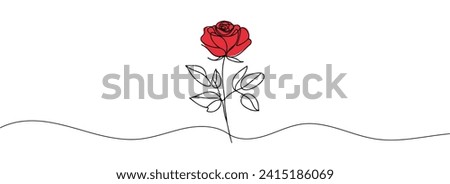 One line drawing of a rose isolated