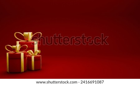 3D rendered red and gold valentine themed of gift boxes